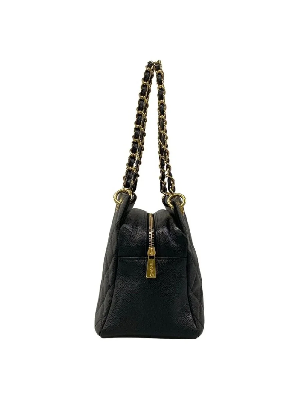 Chanel Shoulder Bag Petit Timeless Tote Quilted Black Chain Gold